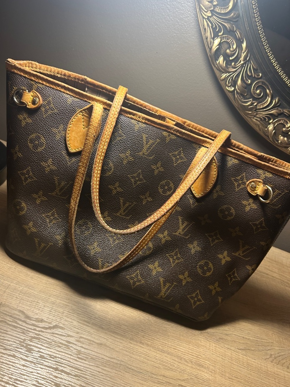 Louis Vuitton Monogram Pochette with Tan Leather Trim - Picture 4 of 4